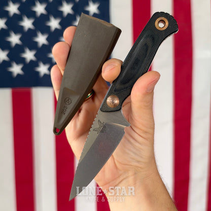 The Back Door: Benchmade Dacian Fixed Blade - CPM MagnaCut Spear Point, Custom Badger Claw Outfitters Sheath - Made in USA (Trade In)