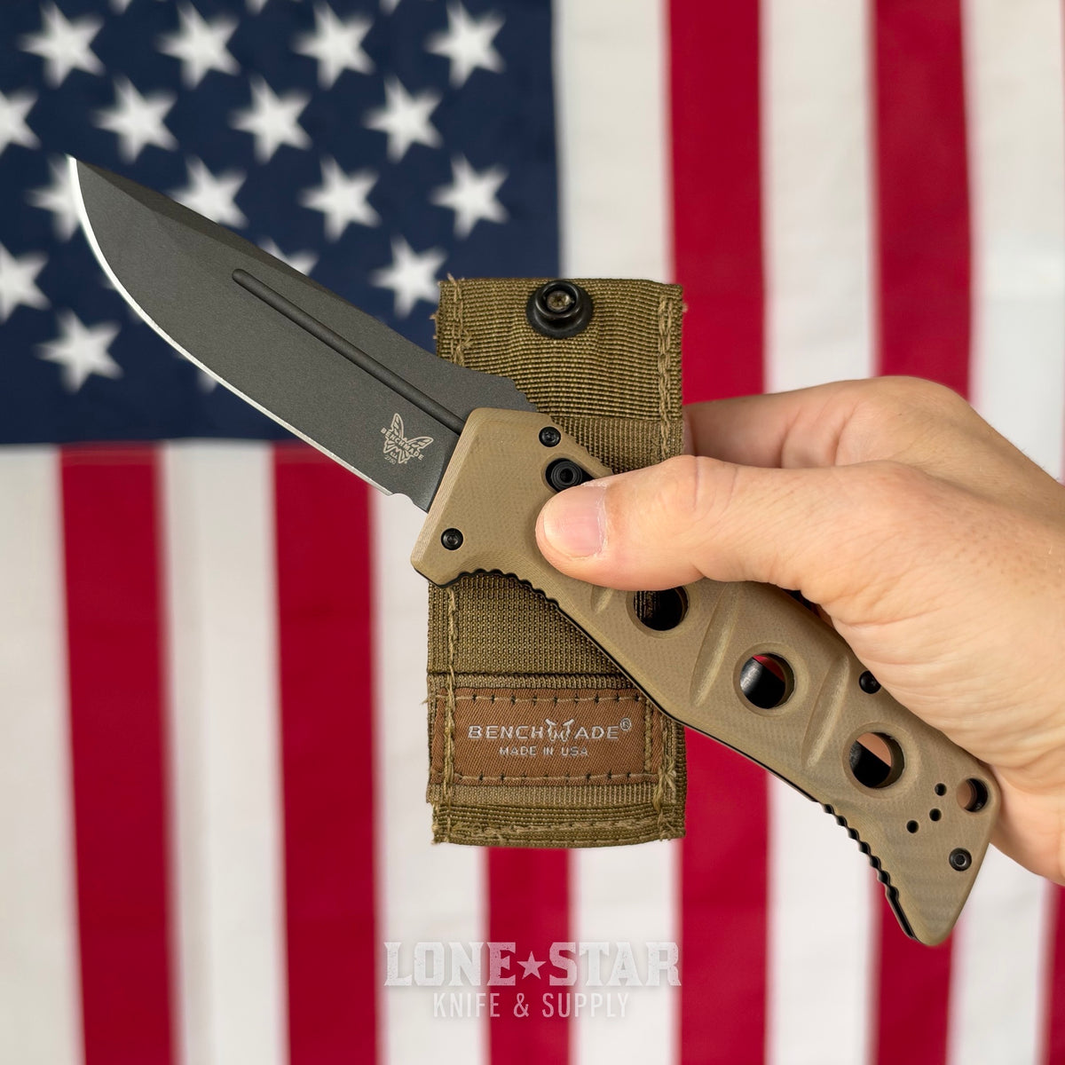 The Back Door: Benchmade Auto Adamas - 3.78" CPM-CruWear, Desert Tan G10, Auto-AXIS - Made in USA (2750GY-3) (Trade In)