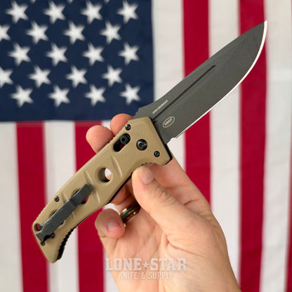 The Back Door: Benchmade Auto Adamas - 3.78" CPM-CruWear, Desert Tan G10, Auto-AXIS - Made in USA (2750GY-3) (Trade In)