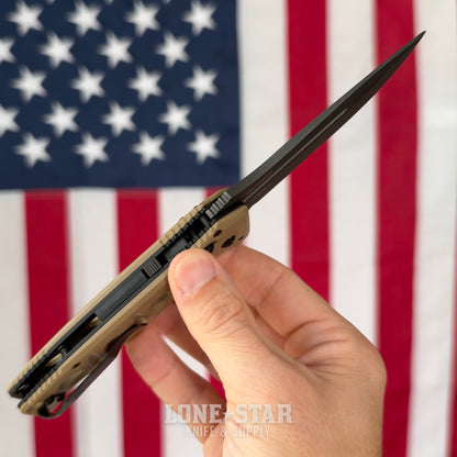 The Back Door: Benchmade Auto Adamas - 3.78" CPM-CruWear, Desert Tan G10, Auto-AXIS - Made in USA (2750GY-3) (Trade In)
