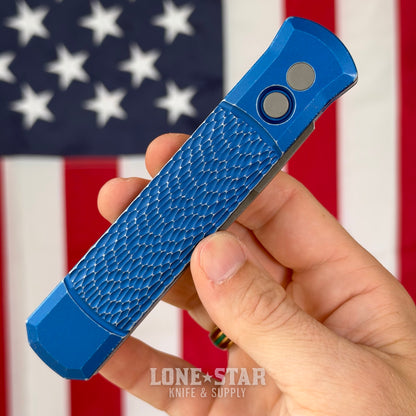 The Back Door: Pro-Tech Godfather Left Hand - Battle Worn Blue, Automatic - Made in USA (926-LHAWBW) (Trade In)