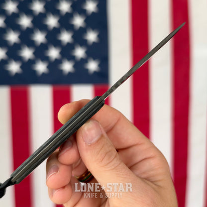 The Back Door: Heretic Kobold Bowie 2.56" Fixed Blade - DLC Black MagnaCut, Glow Carbon Fiber, Serial 13 - Made in USA (H065-6A-GLOCF) (Trade In)