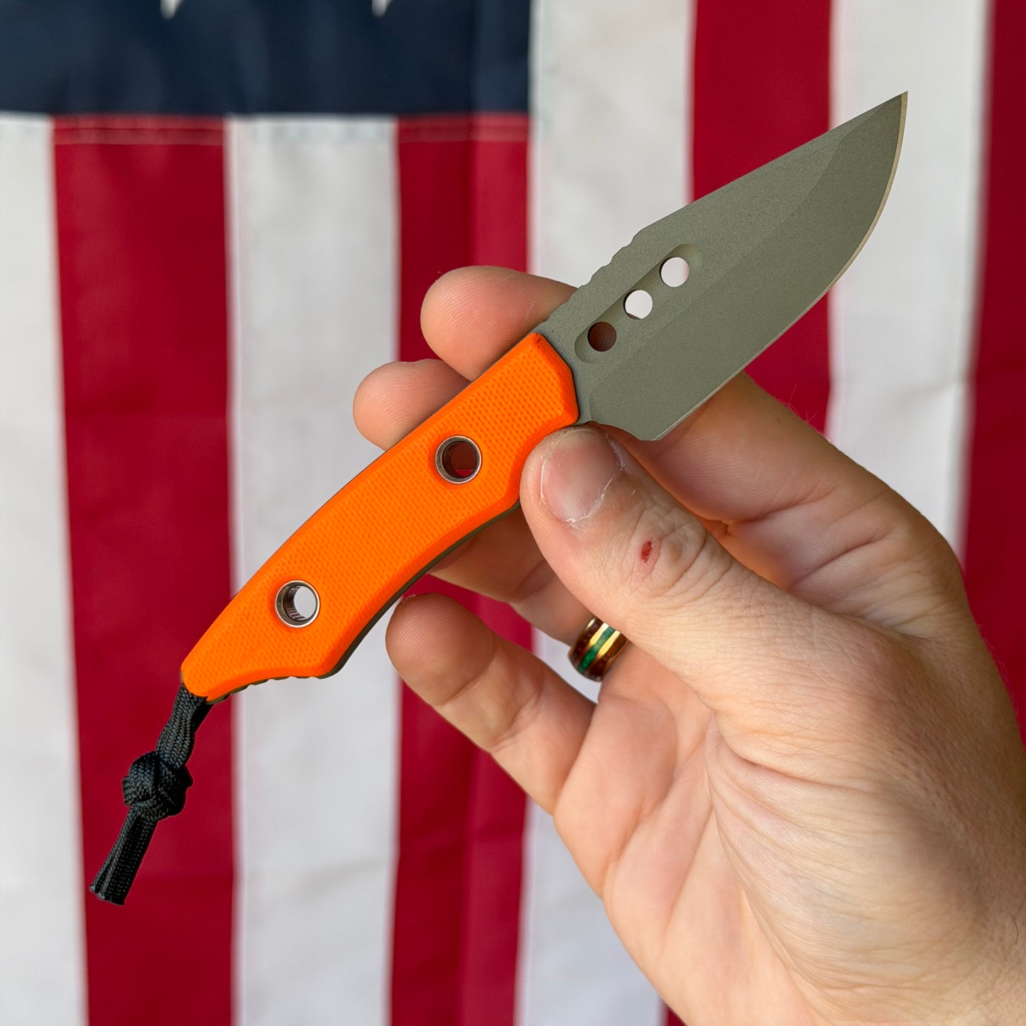 Heretic Kobold Bowie 2.8" Fixed Blade – OD Green Blade, Orange G10, MagnaCut – Made in USA (H065-18A-OG-G10)