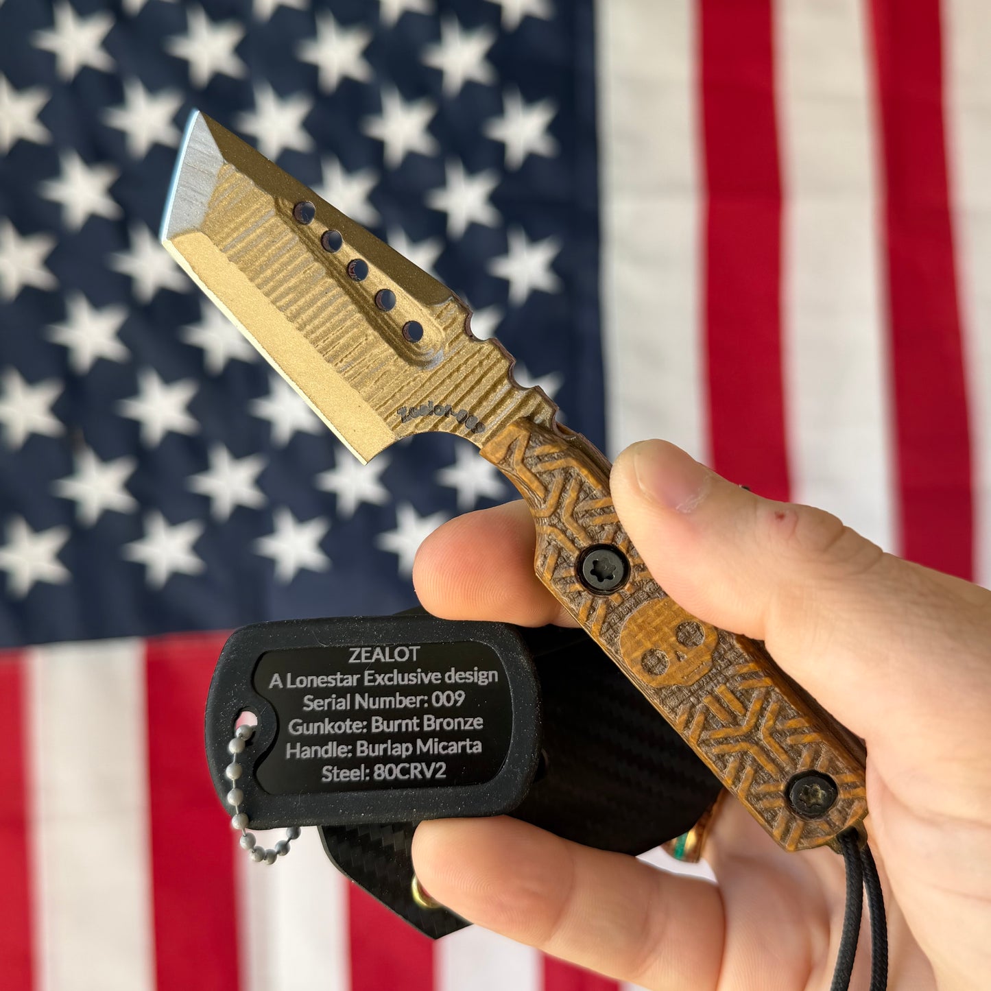 Severed Metal Works Zealot Fixed Blade – 2.5” Tanto Blade, 80CrV2 Steel, Micarta Scales – Made in USA