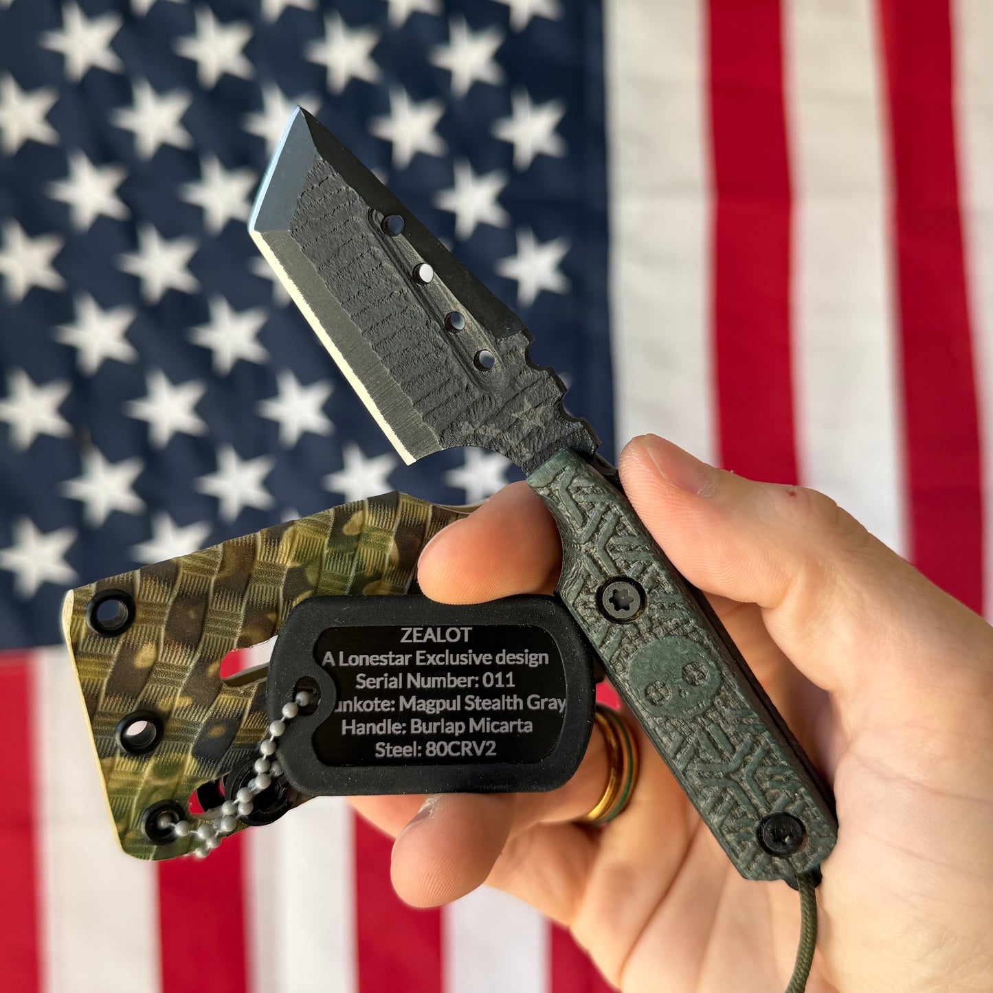 Severed Metal Works Zealot Fixed Blade – 2.5” Tanto Blade, 80CrV2 Steel, Micarta Scales – Made in USA