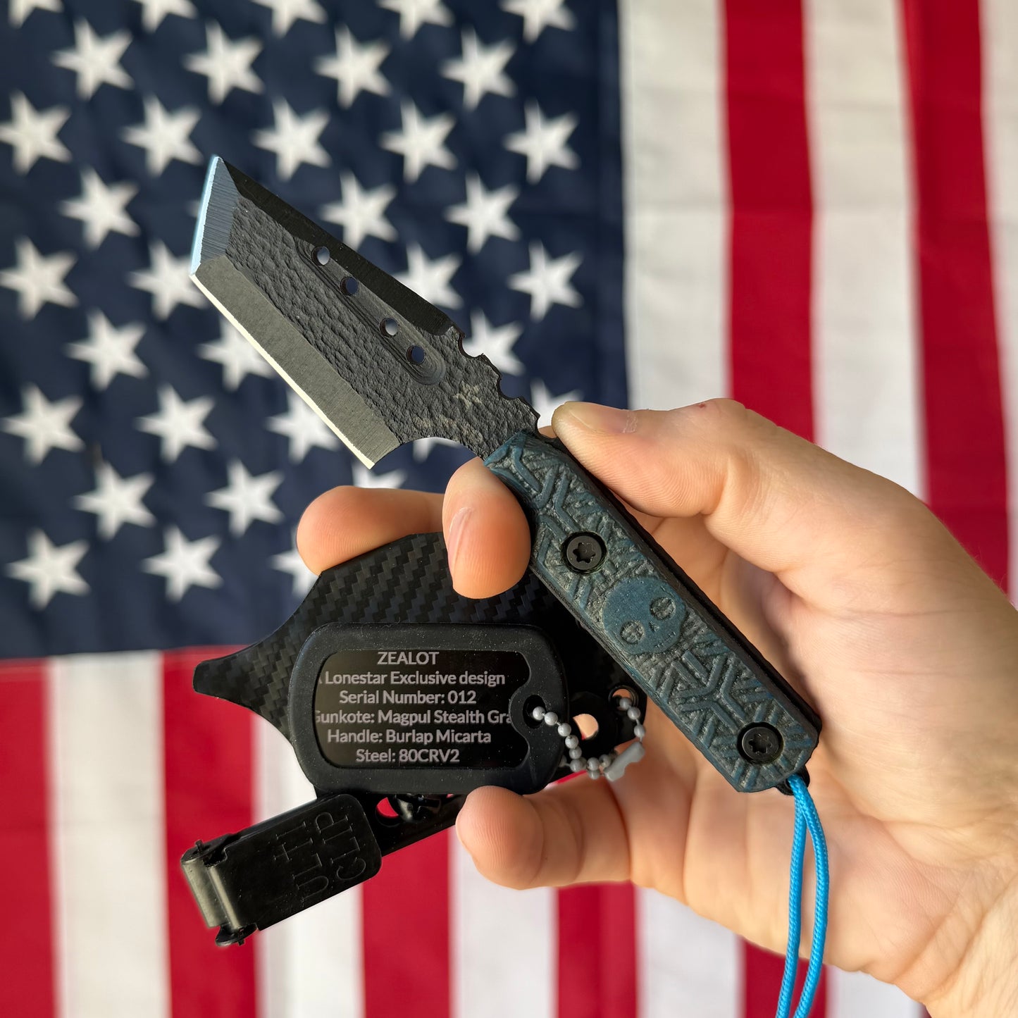 Severed Metal Works Zealot Fixed Blade – 2.5” Tanto Blade, 80CrV2 Steel, Micarta Scales – Made in USA