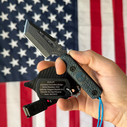 Severed Metal Works Zealot Fixed Blade – 2.5” Tanto Blade, 80CrV2 Steel, Micarta Scales – Made in USA