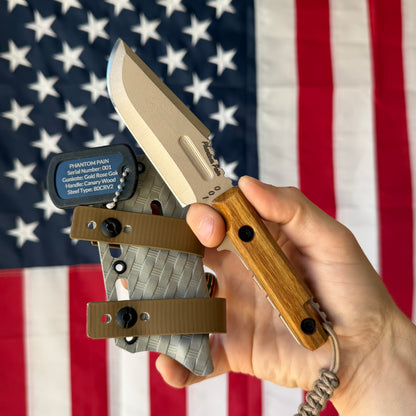 Severed Metal Works Phantom Pain 3.7" Fixed Blade – 80CrV2, Harpoon Back, Kydex Sheath – Made in USA