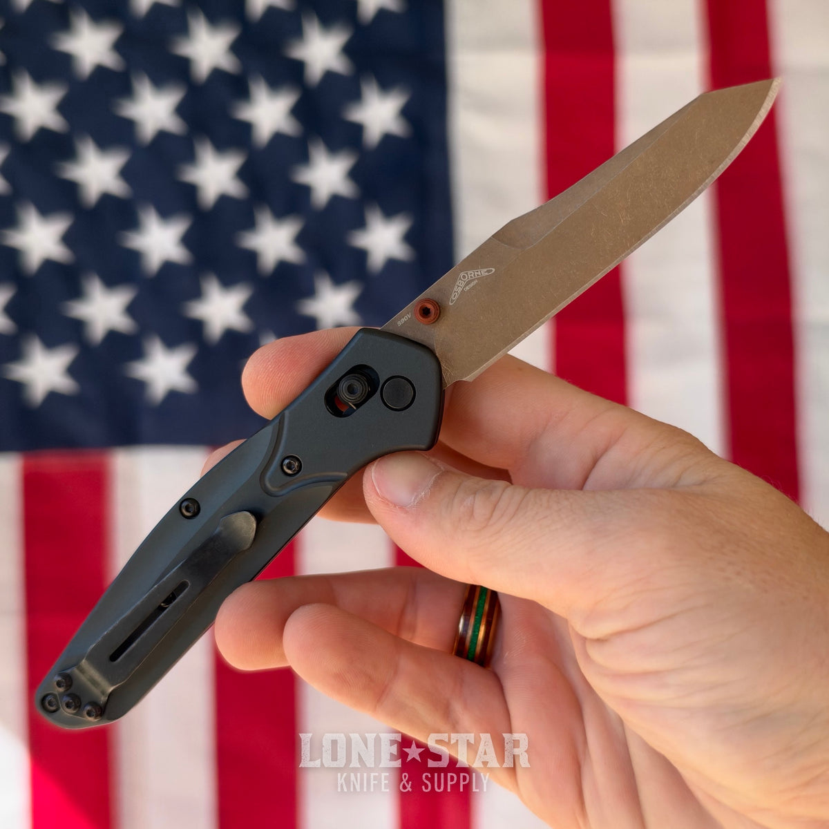 The Back Door: Benchmade Osborne - S90V Reverse Tanto, Taiga Green Aluminum - Made in USA (940FE-2601) (Trade In)