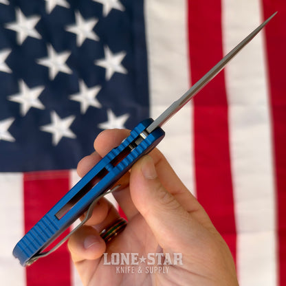 The Back Door: Pro-Tech TR-3 Tactical Response 3 Auto - Blue Grooved Aluminum, 3.5" 154CM - Made in USA (TR-3 Blue) (Trade In)