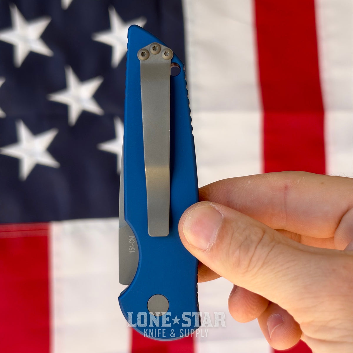 The Back Door: Pro-Tech TR-3 Tactical Response 3 Auto - Blue Grooved Aluminum, 3.5" 154CM - Made in USA (TR-3 Blue) (Trade In)