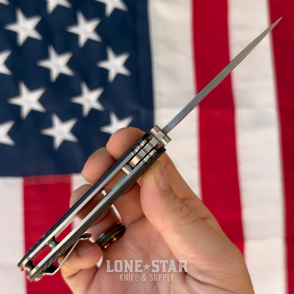 The Back Door: Southern Grind Spider Monkey - Black Carbon Fiber, 3.25" CPM-S35VN Satin Drop Point - Made in USA (SG06030008) (Trade In)