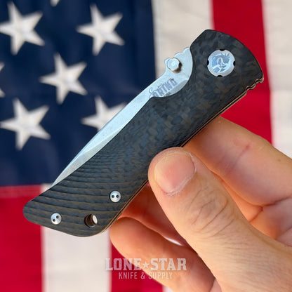 The Back Door: Southern Grind Spider Monkey - Black Carbon Fiber, 3.25" CPM-S35VN Satin Drop Point - Made in USA (SG06030008) (Trade In)