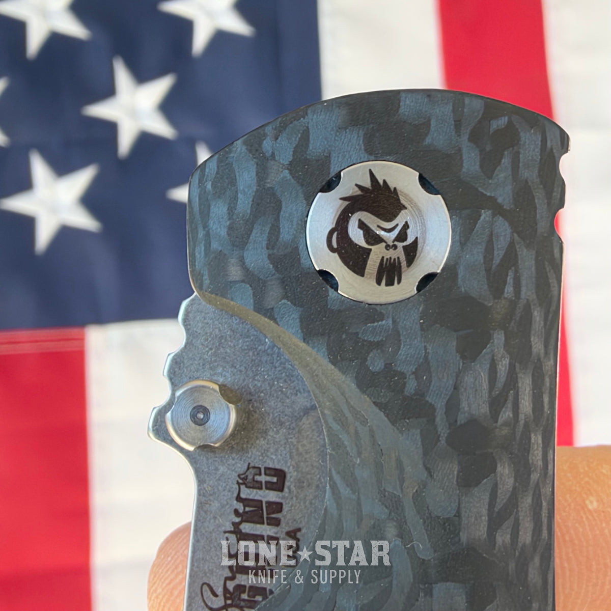 The Back Door: Southern Grind Spider Monkey - Black Carbon Fiber, 3.25" CPM-S35VN Satin Drop Point - Made in USA (SG06030008) (Trade In)