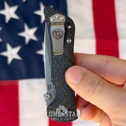 The Back Door: Southern Grind Spider Monkey - Black Carbon Fiber, 3.25" CPM-S35VN Satin Drop Point - Made in USA (SG06030008) (Trade In)