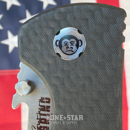 The Back Door: Southern Grind Bad Monkey - Black Carbon Fiber, 3.875" 14C28N Satin Tanto, Emerson Wave - Made in USA (SG02050008) (Trade In)