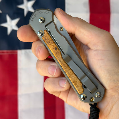 The Back Door: Chris Reeve Large Sebenza 31 3.61" Drop Point, MagnaCut, Box Elder Burl Inlay, Born Oct 2025 – Made in USA