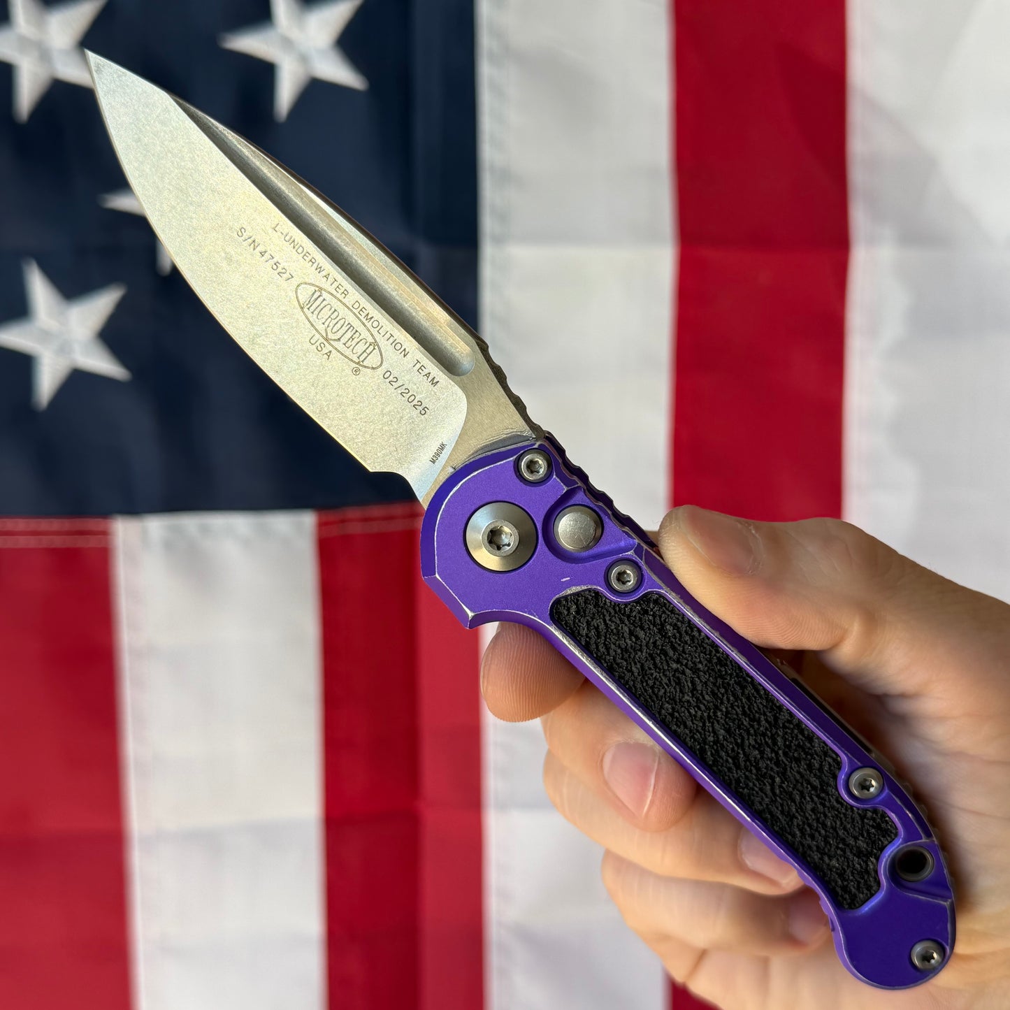 The Back Door: Used – Microtech LUDT 3.5" Auto Folder, M390MK, Purple Aluminum, Factory Serviced, Box Included