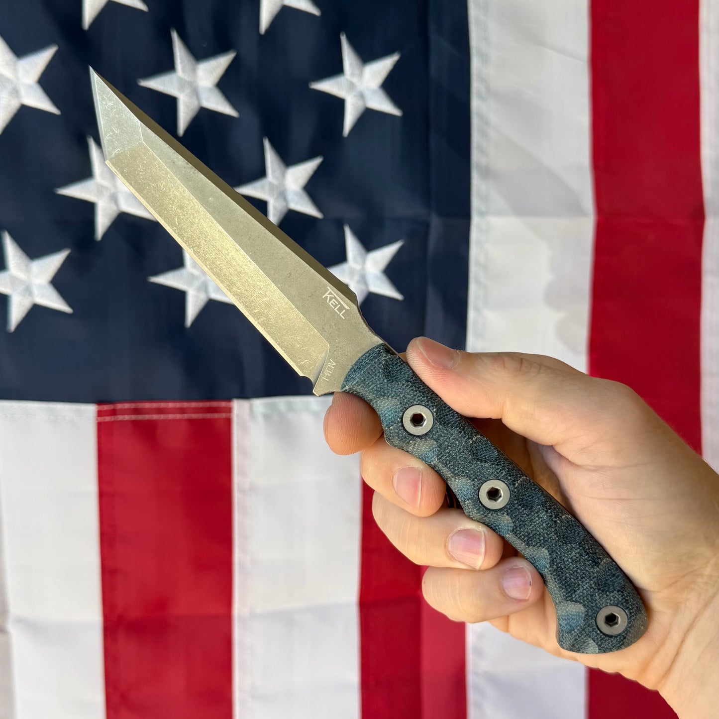 The Back Door: T.Kell OPS Hawk 4.5" Tanto Fixed Blade, AEBL NiB Battleworn, Blem Model – Made in USA