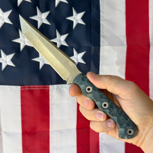 The Back Door: T.Kell OPS Hawk 4.5" Tanto Fixed Blade, AEBL NiB Battleworn, Blem Model – Made in USA