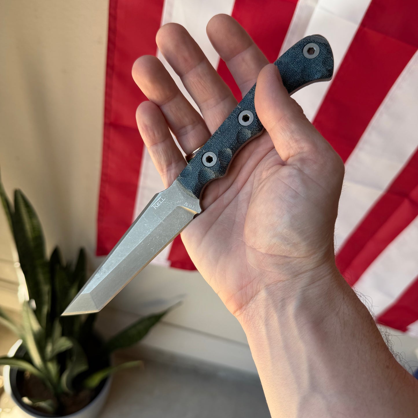 The Back Door: T.Kell OPS Hawk 4.5" Tanto Fixed Blade, AEBL NiB Battleworn, Blem Model – Made in USA