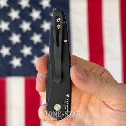 Pro-Tech Newport, Blade Show West 2026 Exclusive, DLC Black S35VN, Abalone Button, Black Handle - Made in USA (BSW26.Newport.1)