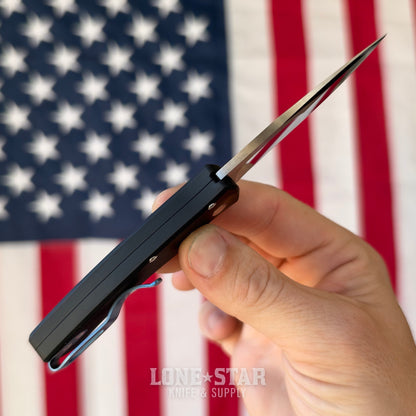 Pro-Tech Duke 2 Custom, Blade Show West 2026 Exclusive, 2.7" Mike Irie Mirror Polished Blade, Black Aluminum with White Pearl Inlay - Made in USA (BSW26.Duke.1)