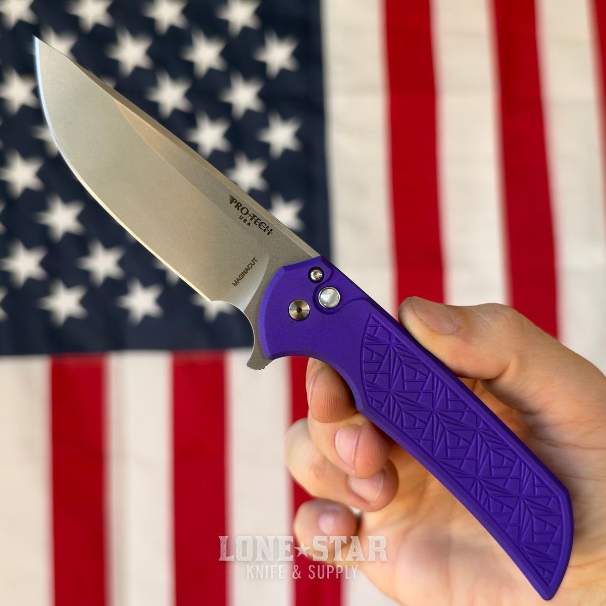 Pro-Tech Mordax Flipper, Blade Show West 2026 Exclusive, 3.5" Stonewash MagnaCut, Nexus Purple - Made in USA (BSW26.Mordax.1)
