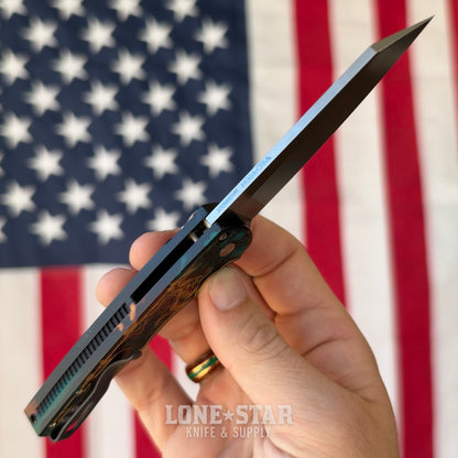 Pro-Tech Malibu Flipper, Shipwreck Anodized Topographic Handle, 3.3" Stonewash MagnaCut Reverse Tanto - Made in USA (5405 TOPO-SHIPWRECK)