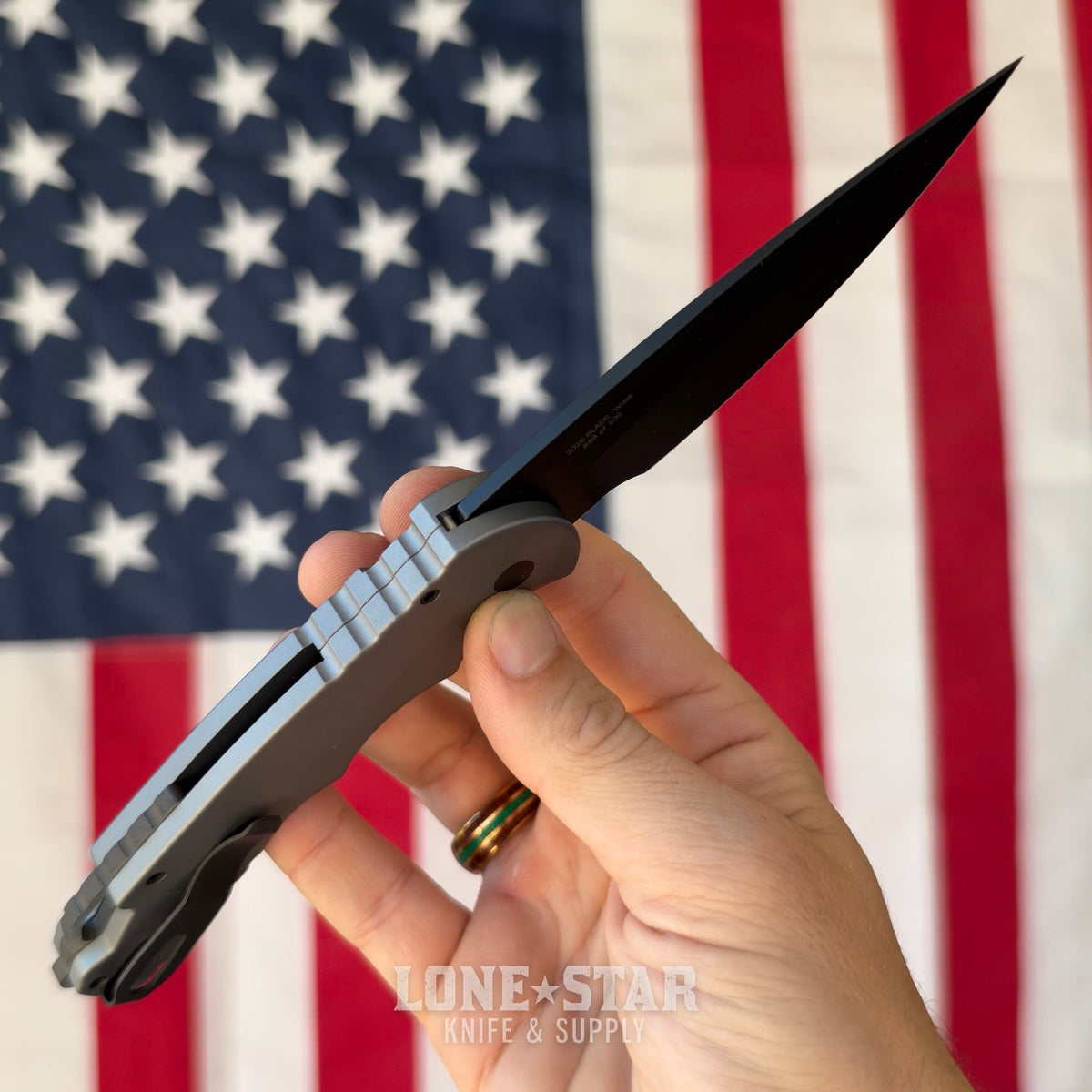 Pro-Tech TR-4 Auto, 4" DLC Black MagnaMax Saber Grind, Grey Handle, Secondary Safety - Made in USA (BSW26.TR4.1)