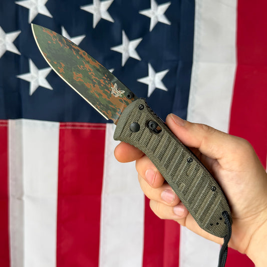 Benchmade Presidio II 3.72" AXIS Lock – OD Green Canvas Micarta, CPM-S30V Flecktarn Camo Cerakote – SHOT Show 2026 Limited – Made in USA (570CAMO-2601)