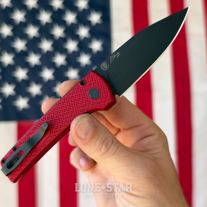 Pro-Tech Scapegoat Compact Auto, Ramon Chavez Design, DLC Black MagnaMax, Carbide Textured Red Aluminum - Made in USA (BSW26.Scapegoat.2)