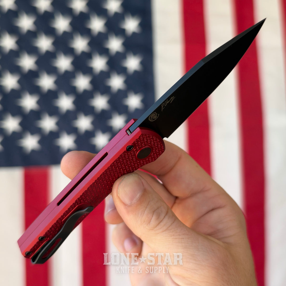 Pro-Tech Scapegoat Compact Auto, Ramon Chavez Design, DLC Black MagnaMax, Carbide Textured Red Aluminum - Made in USA (BSW26.Scapegoat.2)