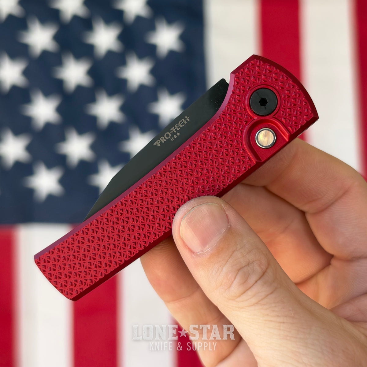 Pro-Tech Scapegoat Compact Auto, Ramon Chavez Design, DLC Black MagnaMax, Carbide Textured Red Aluminum - Made in USA (BSW26.Scapegoat.2)