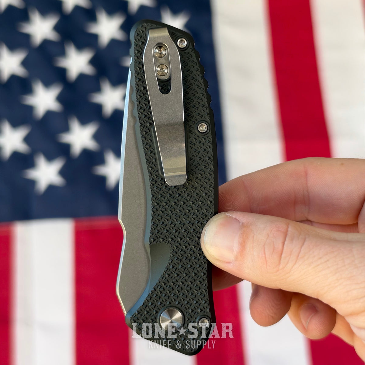 Pro-Tech Pallas Auto, Spartan Blades Collab, Blade Show West 2026 Exclusive, Stonewash MagnaCut, Carbide Textured Green Aluminum - Made in USA (BSW26.Pallas.1)