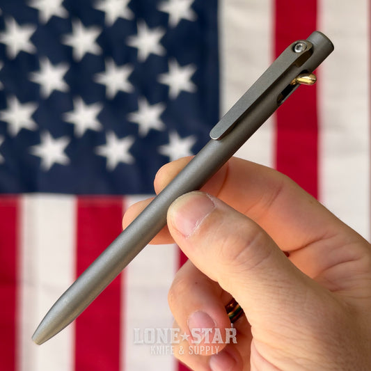 Tactile Turn Slim Switch Pen, Stonewashed Titanium, Standard Length, Made in USA (TT-SLIMSWITCH-STW-STD)