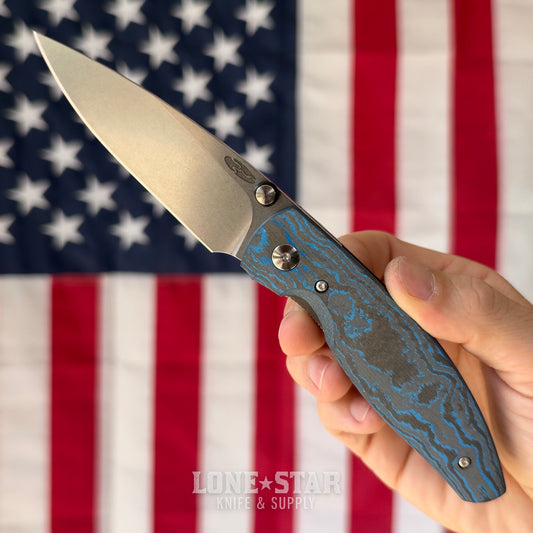 TRM ATOM Linerlock, Electric Blue Camo Carbon 3D, 3.5" MagnaCut, Blade Show West 2026 Special Edition, Made in USA (TRM-ATOMLL-ELECTRICBLUE-BSW)