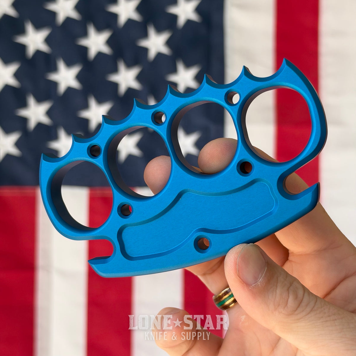 NCC Knives Grapnel Tactical Paperweight, Spiked Blue, Billet 6061-T6 Aluminum, Made in USA (NCC-GRAPNEL-BLUE-SPIKED)