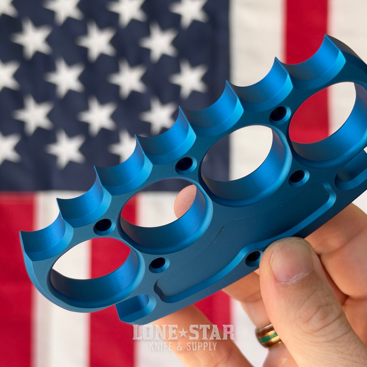 NCC Knives Grapnel Tactical Paperweight, Spiked Blue, Billet 6061-T6 Aluminum, Made in USA (NCC-GRAPNEL-BLUE-SPIKED)
