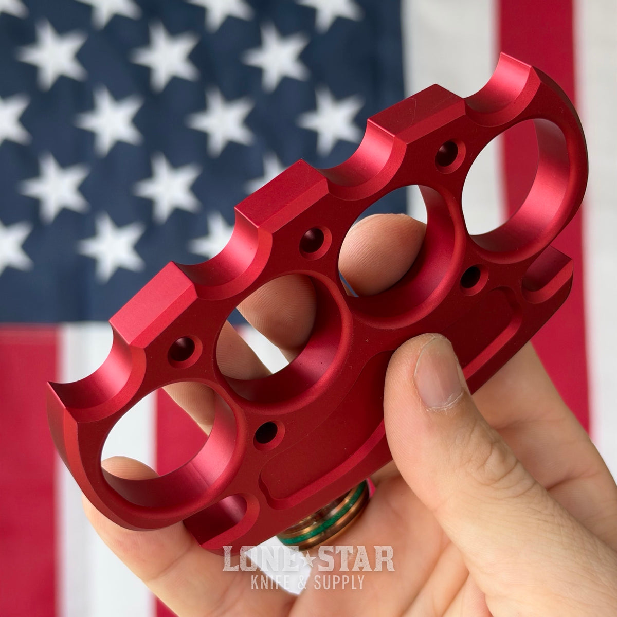 NCC Knives Grapnel Tactical Paperweight, Horned Red, Billet 6061-T6 Aluminum, Made in USA (NCC-GRAPNEL-RED-HORNED)