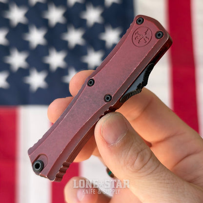 Microtech Hera II Mini T/E OTF, Cerakote Weathered Crimson, 3" M390MK, Blade Show West 2026, Made in USA (1704M-1WCM)