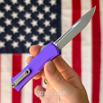 Microtech Hera II Mini S/E OTF, Purple Aluminum, 3" M390MK Apocalyptic, Blade Show West 2026, Made in USA (1703M-10APPU)