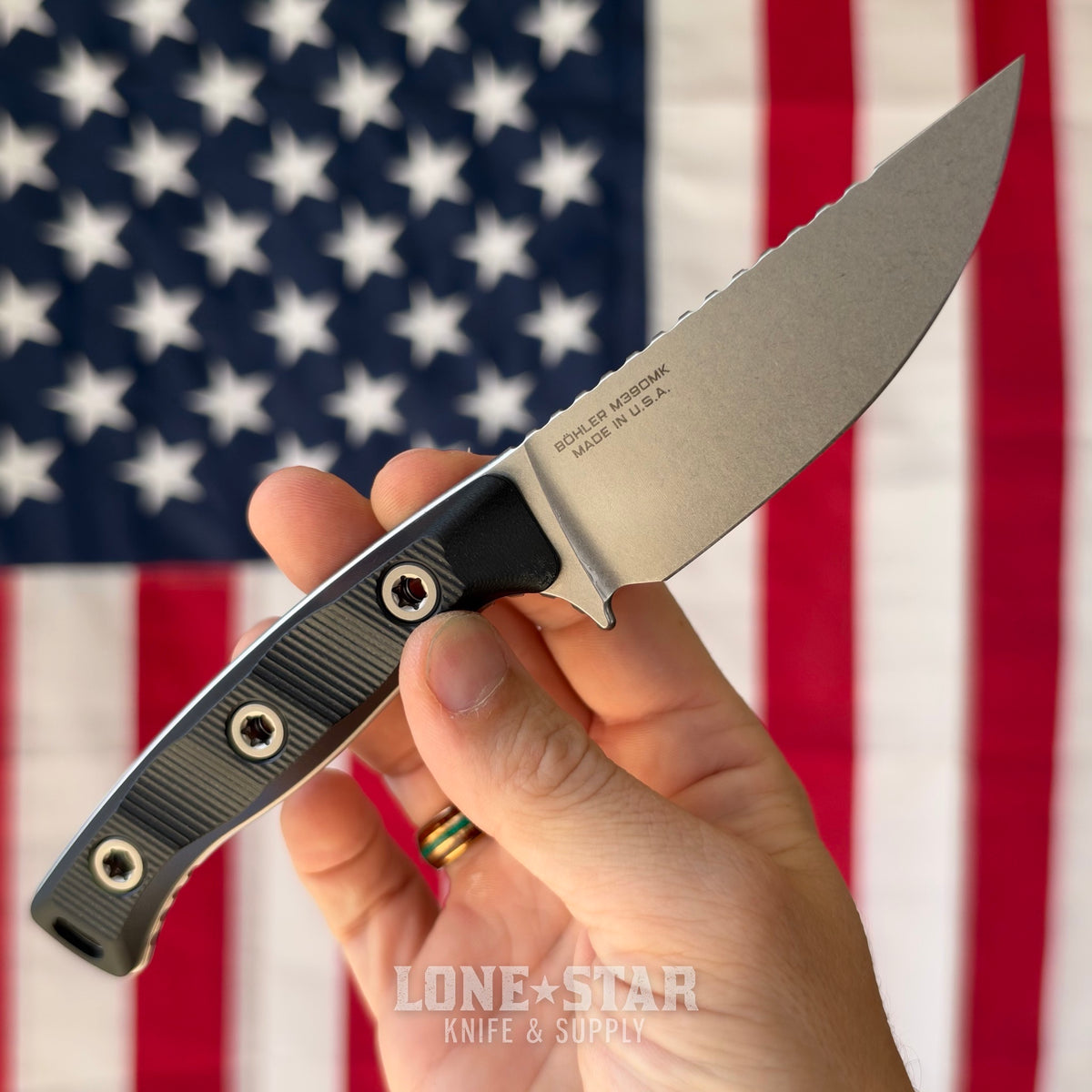 Microtech Akris Fixed Blade, Black G10 with Black Kydex Sheath, 3.7" M390MK Stonewash, Blade Show West 2026, Made in USA (95-10BK-5)