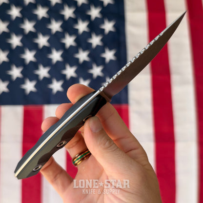 Microtech Akris Fixed Blade, Black G10 with Black Kydex Sheath, 3.7" M390MK Stonewash, Blade Show West 2026, Made in USA (95-10BK-5)