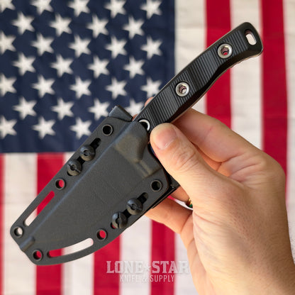 Microtech Akris Fixed Blade, Black G10 with Black Kydex Sheath, 3.7" M390MK Stonewash, Blade Show West 2026, Made in USA (95-10BK-5)