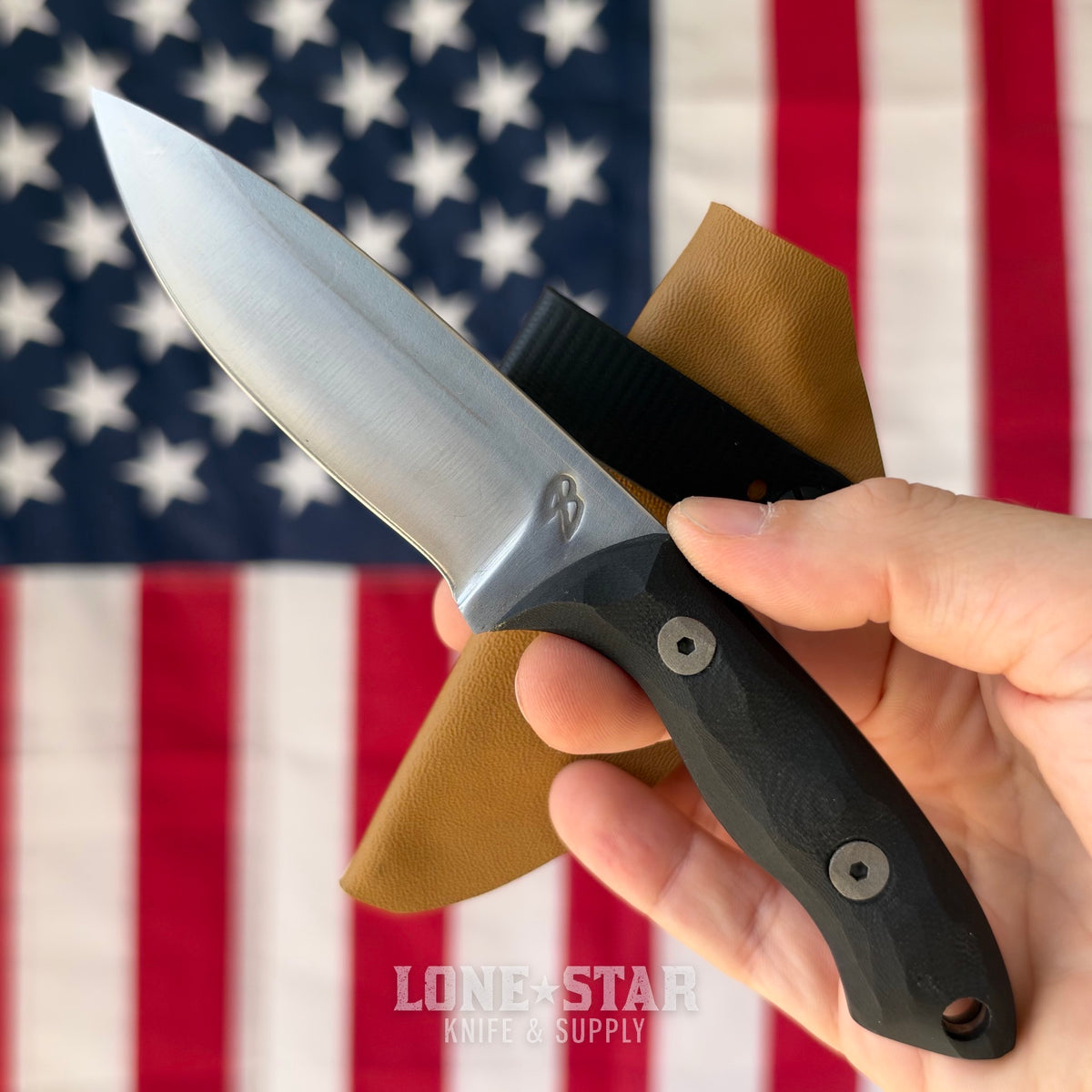4B Outdoors Mini Snake River 3.5" Fixed Blade, 1095 High Carbon, Black G10, Black and Orange G10, Purple Heart, Kydex Scout Carry Sheath, Forged in Fire Champion, Made in USA