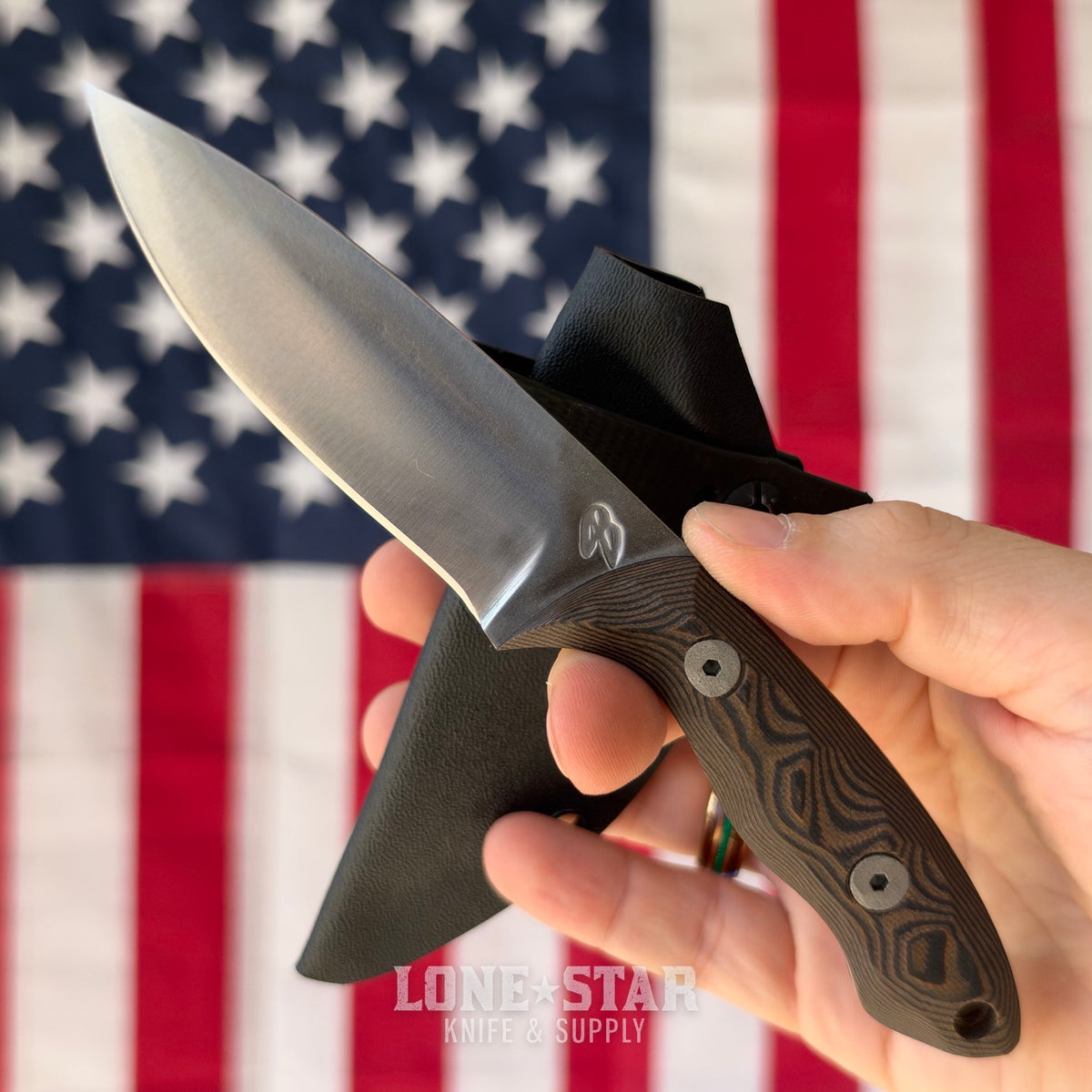 4B Outdoors Mini Snake River 3.5" Fixed Blade, 1095 High Carbon, Black G10, Black and Orange G10, Purple Heart, Kydex Scout Carry Sheath, Forged in Fire Champion, Made in USA