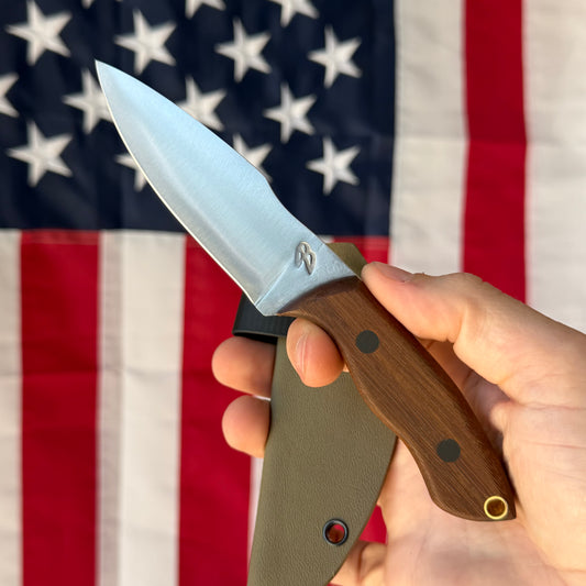 4B Outdoors Mini Ridgeback 3.25" Fixed Blade – 1095 High Carbon, Modified Harpoon, Kydex Scout Carry Sheath – Forged in Fire Champion – Made in USA