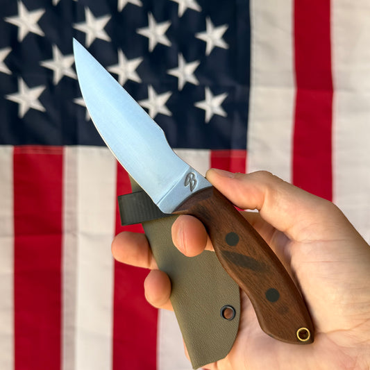 4B Outdoors Mini Reaper 3.75" Fixed Blade – 1095 High Carbon, Convex Grind, Kydex Scout Carry Sheath – Forged in Fire Champion – Made in USA