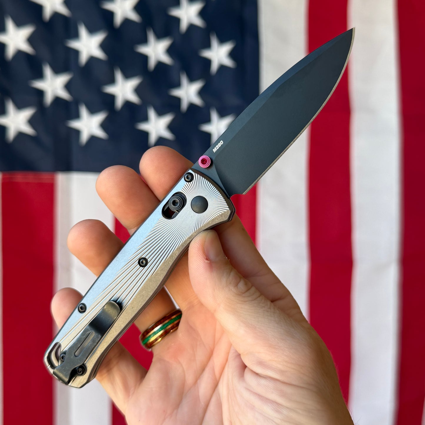 The Back Door: Benchmade Bugout 535BK-4 3.24" AXIS Lock – M390, Grey Aluminum, Black Cerakote – Like New in Box – Made in USA